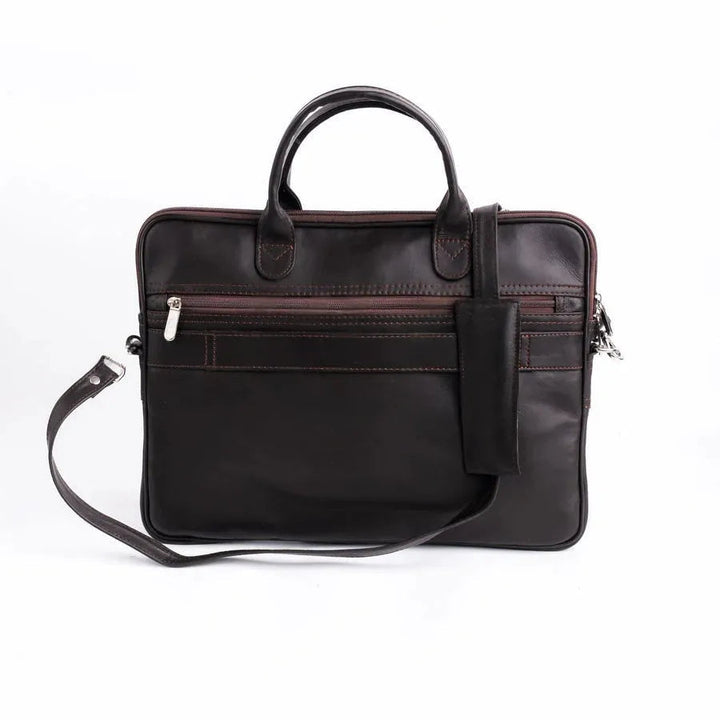 Parker Slim Dark Brown Laptop Leather Bag - Image 7