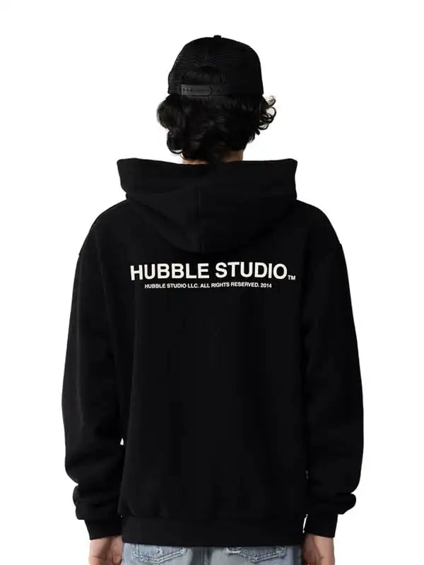 Back view of the Unisex CAMERA SHY Black Hoodie