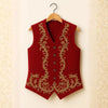 Red Wool Coat & Vest with Golden Embroidery