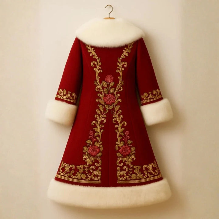 Red Wool Coat & Vest with Golden Embroidery