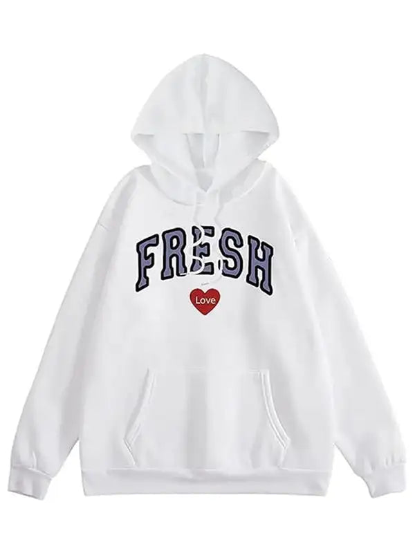 Front view of the White Fresh Love Hoodie