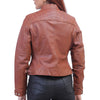 Women Tan Brown Biker Jacket