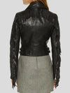 Women’s Black Cropped Leather Motorcycle Jacket With Fringe