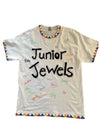 Junior Jewels Shirt with 'Junior Jewels' text and colorful accents on a white background