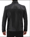 Vermont Black Leather Cafe Racer Motorcycle Jacket