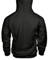 Back view of the black love hurts hoodie