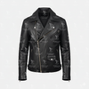 Mens Black Classic Asymmetric Leather Biker Jacket