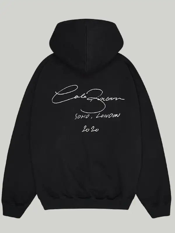 Back view of the Cole Buxton black hoodie with a white signature logo