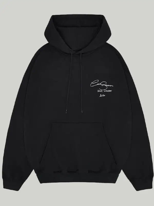Front view of the Cole Buxton black hoodie with a white signature logo