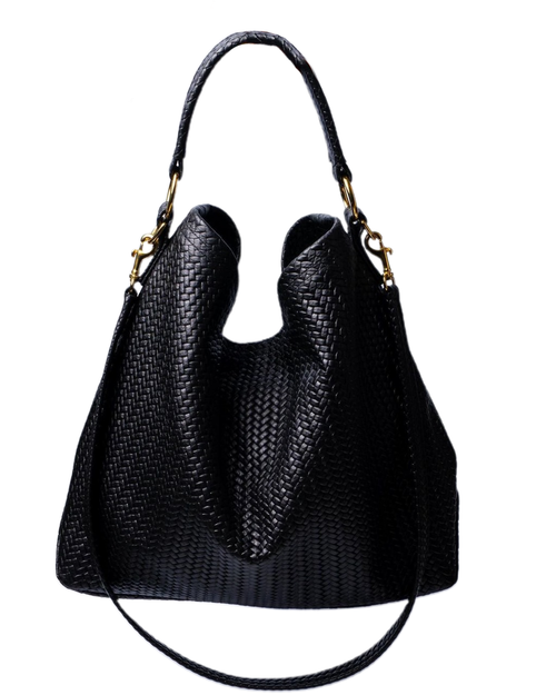 Handmade Woven Original Black Leather Bag
