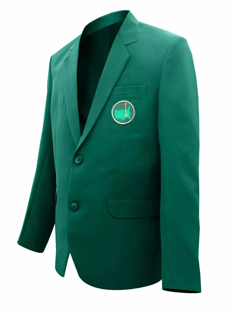 masters golf jacket side view in green color